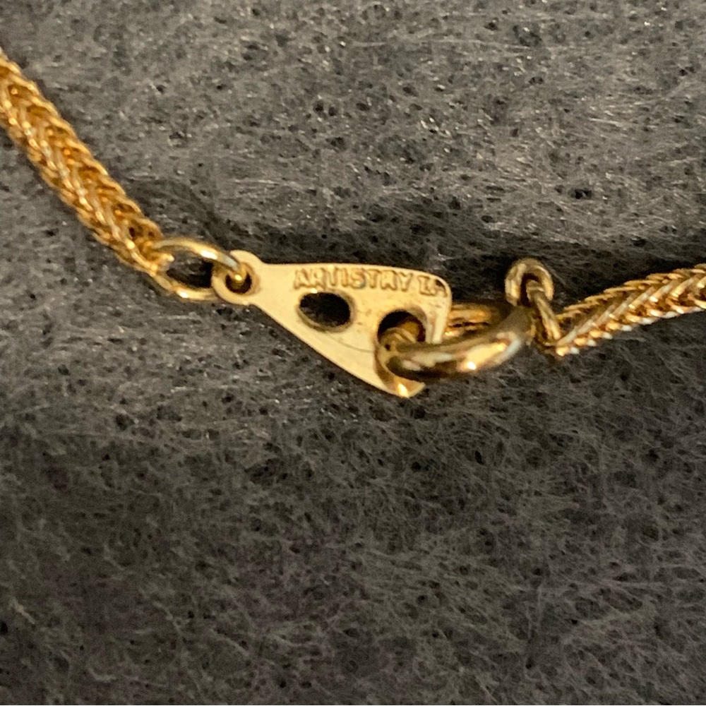 Triangular Shaped Vintage Gold Toned Pendant/ Cha… - image 8